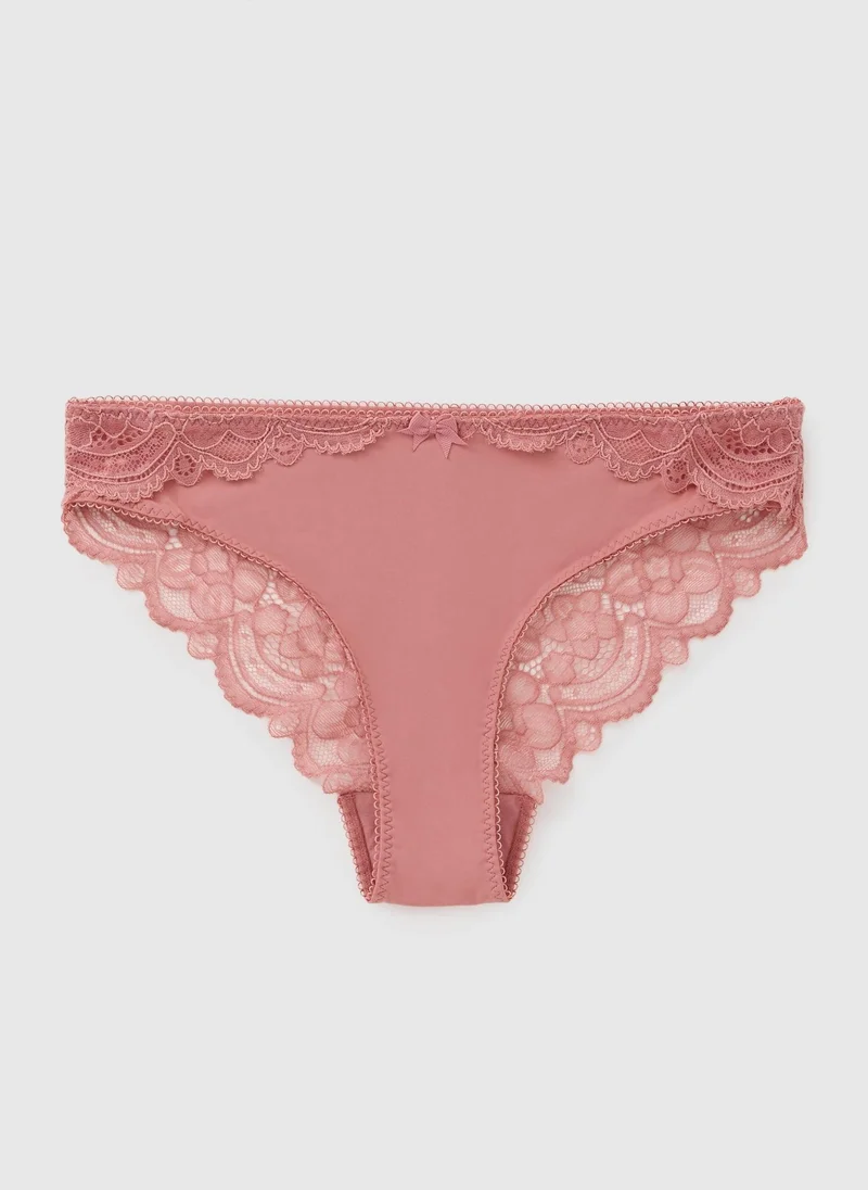 Matalan Pink Lace Brazilian Knickers
